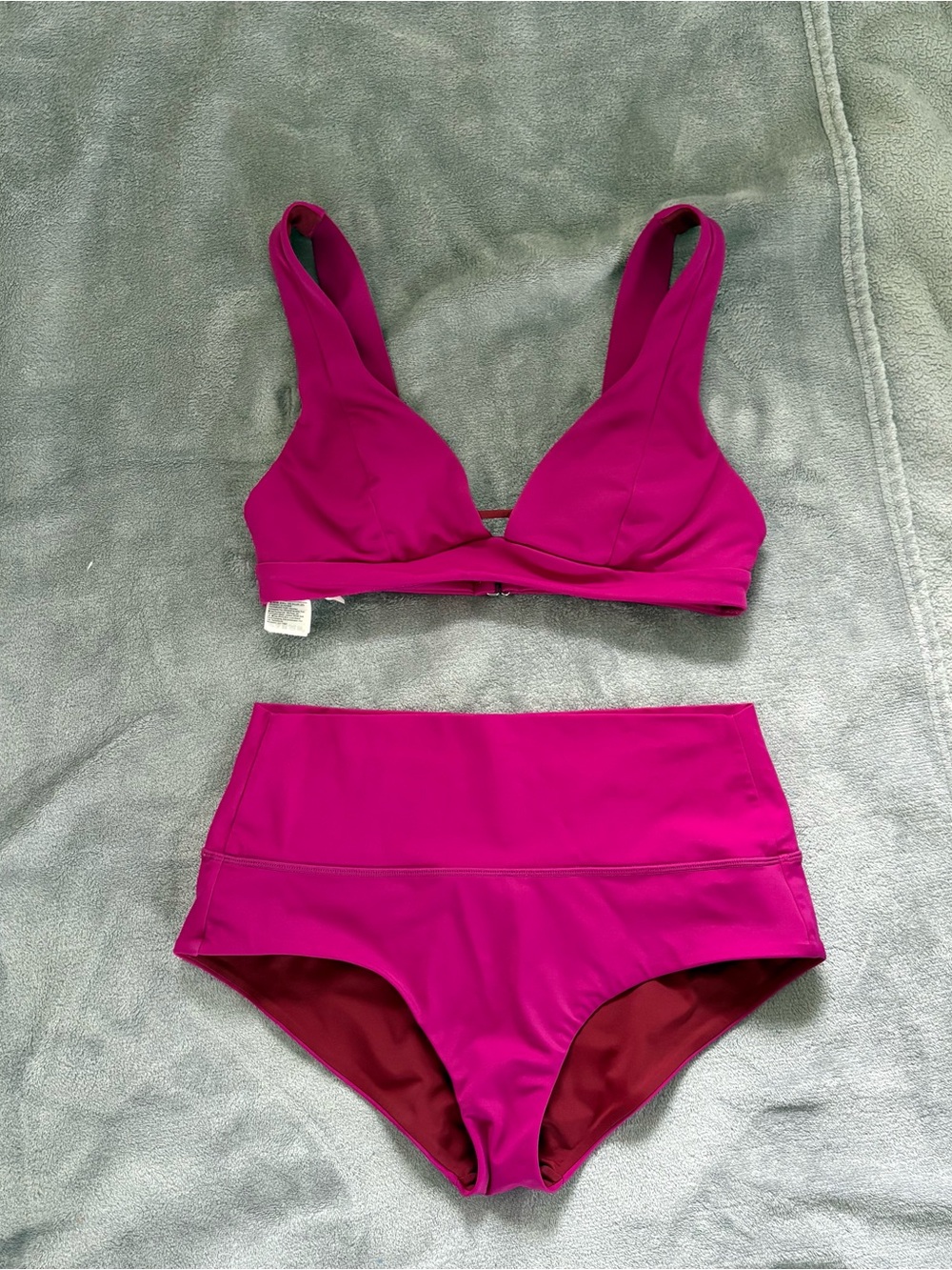 Athleta x Alicia Keys Daybreak Raspberry Fuchsia Bikini Hi Waist Med Bot/Sm Top